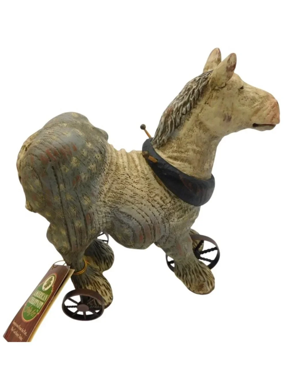 American Chestnut Folk Art Old Roy Plow Horse Pull Toy Figurine With Box